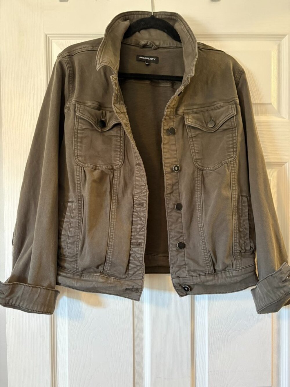 Prosperity Jolene Olive Green Classic Trucker Jean Jacket